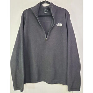 North Face Mens XL Textured Cap Rock 1/4 Zip Fleece Pullover GrayBlack Outdoors